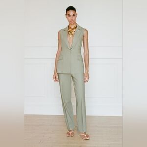 LINEN LONG VEST WITH STRAIGHT LEG LINEN PANTS SIZE XS/S